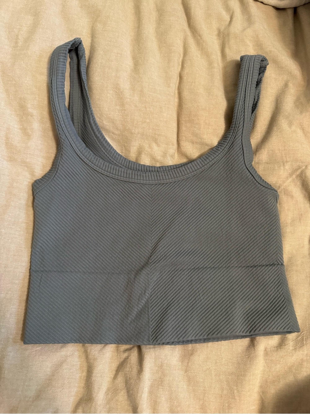Nikibiki Slate Ribbed Scoop Crop Tank